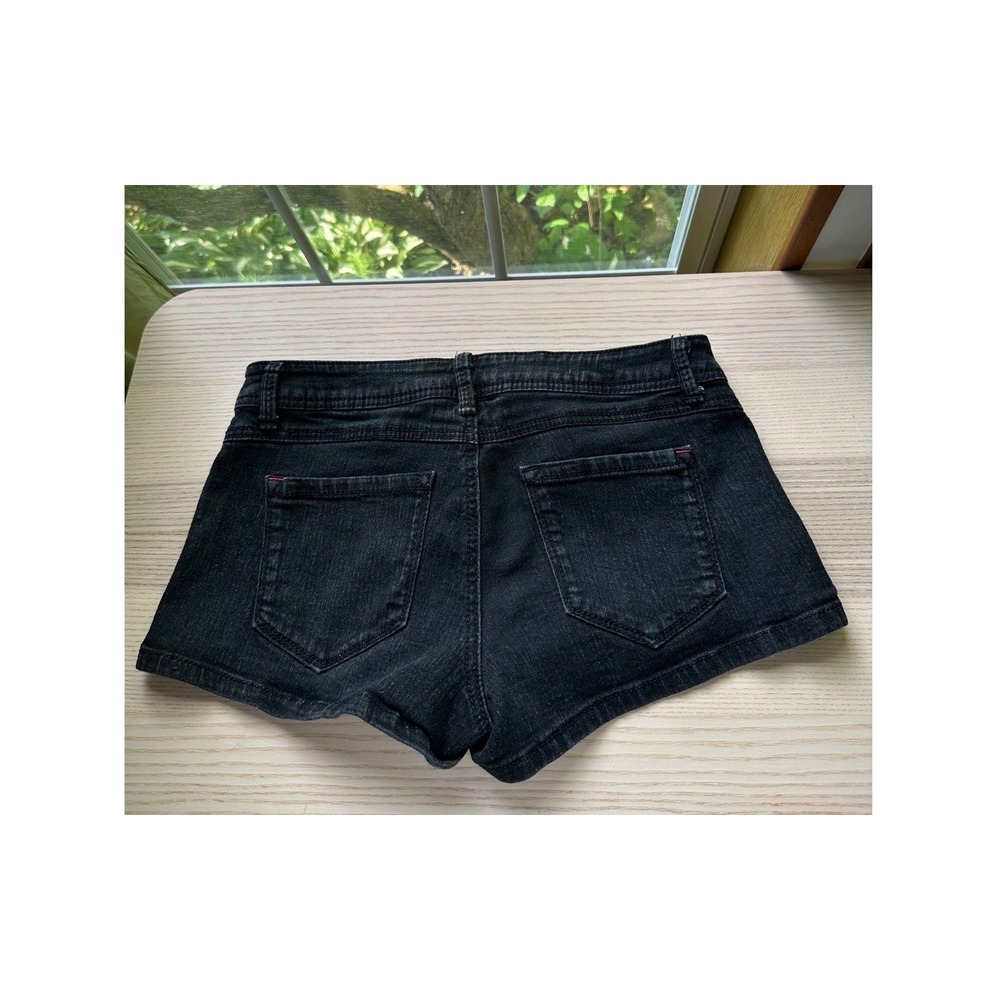 Dots vintage Womens Black Denim Y2K Shorts Size 9 Stretch Mini Grunge Micro Edgy - Picture 2 of 4